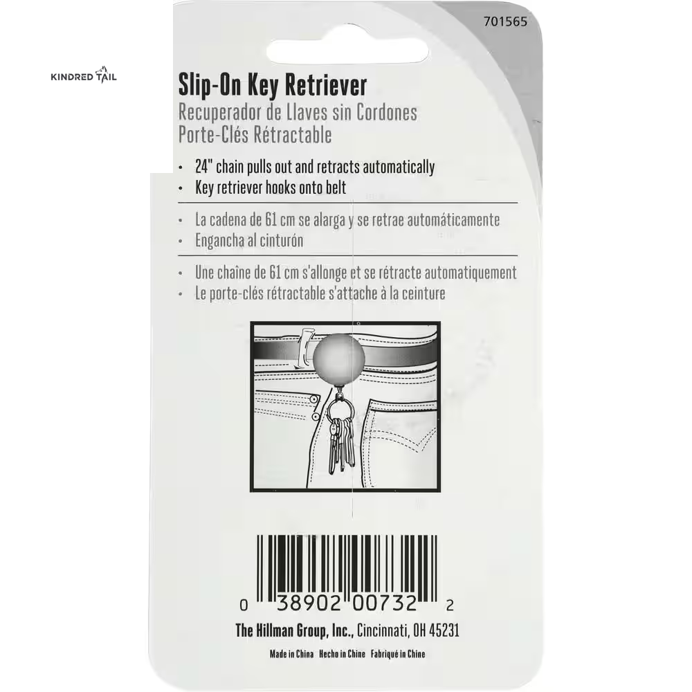 Retractable Key Chain with 24-Inch Pull Chain, Heavy-Duty Belt Clip Key Ring Holder, Silver Finish, Split Ring Design