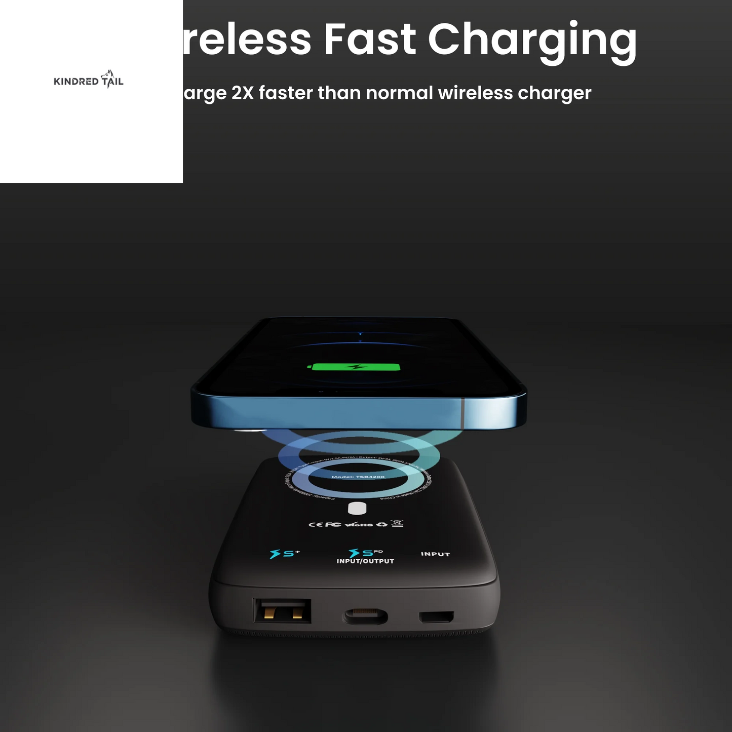 Magnetic 10000Mah Wireless Power Bank, 18W USB-C PD Portable Charger. Compatible with Iphone 14, 13, 12 Only