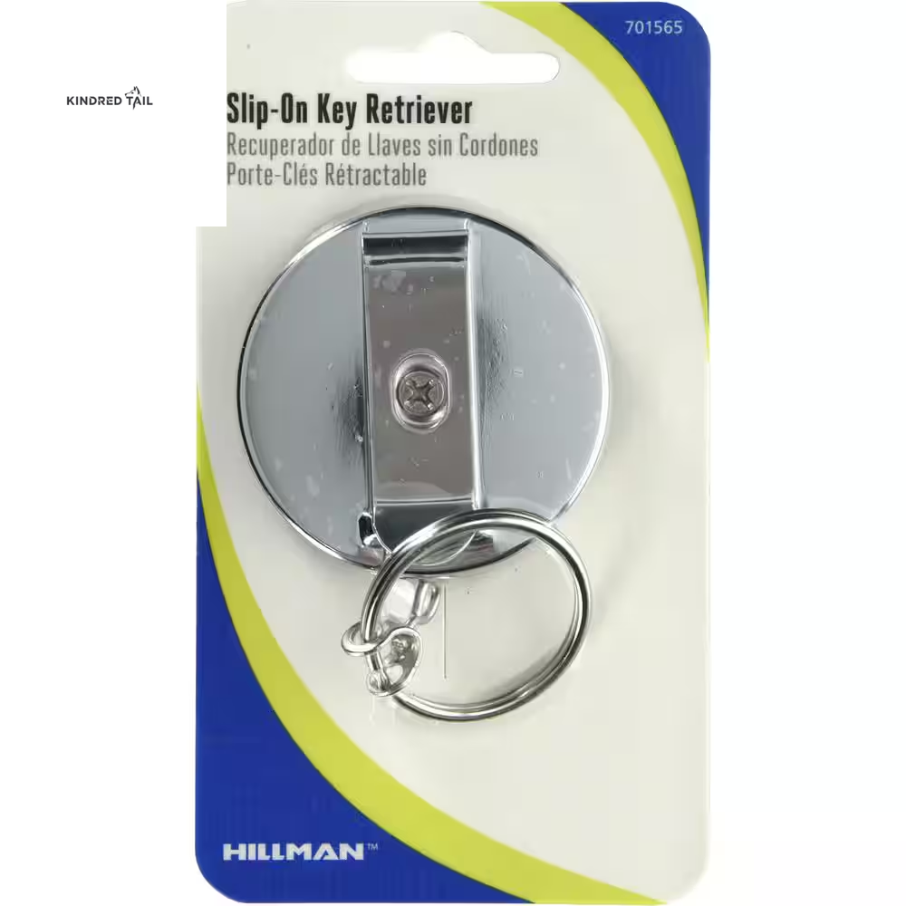 Retractable Key Chain with 24-Inch Pull Chain, Heavy-Duty Belt Clip Key Ring Holder, Silver Finish, Split Ring Design