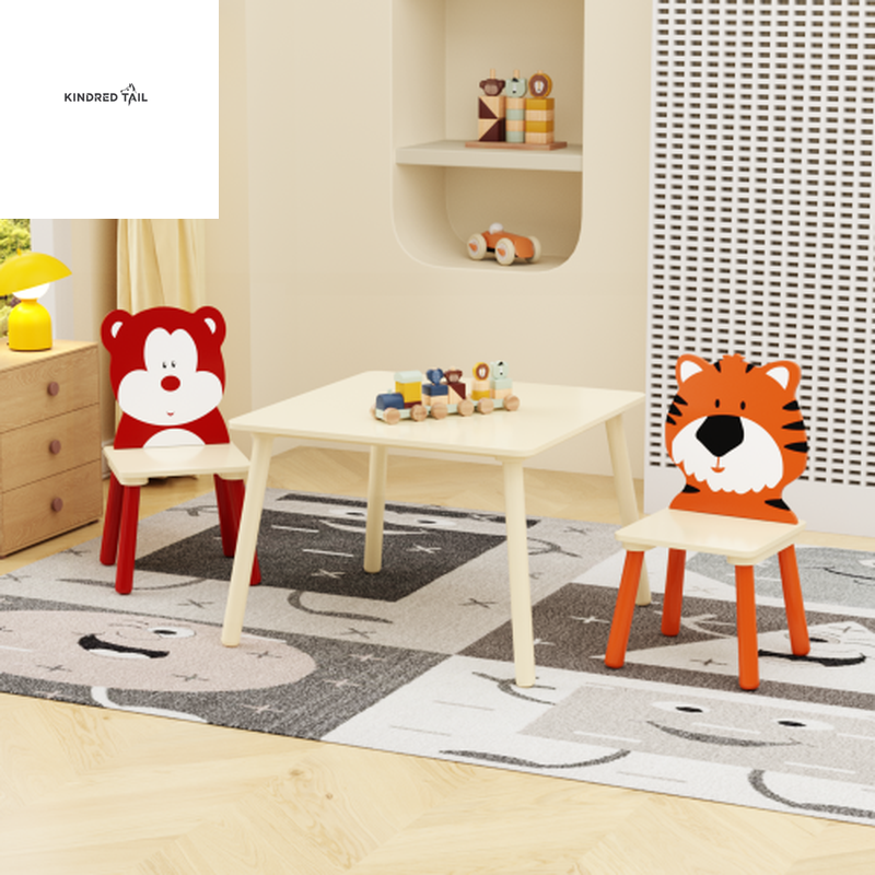 Solid Wood Kids Table and Chair Set with 2 Chairs – Durable Children’s Activity Table for Toddlers, Playroom, Drawing, Dining & Learning Furniture