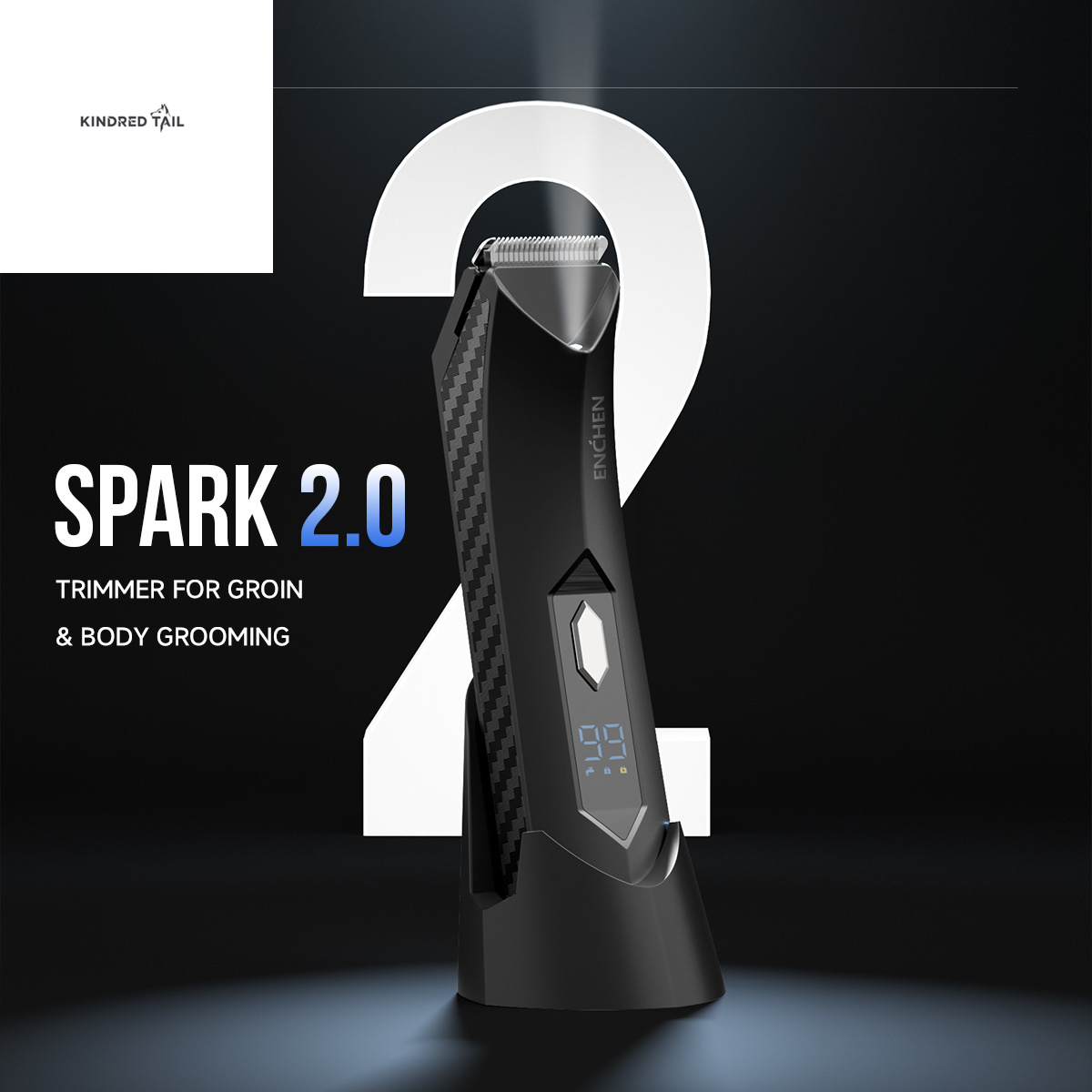 C-Spark-2 Body Hair Shear, Electric Rechargeable Trimmer for Men & Women, Cordless Grooming Kit for Body, Chest, Legs, and Sensitive Areas, Portable and Travel-Friendly