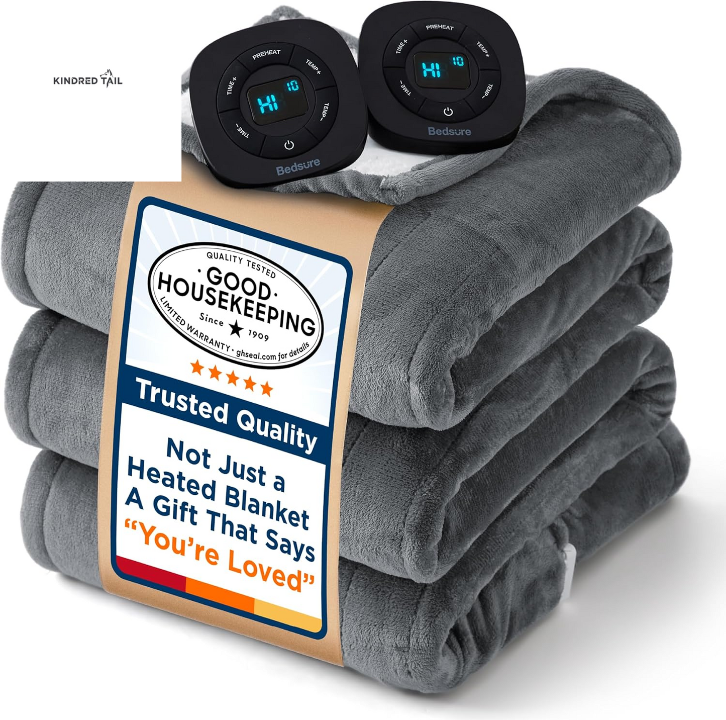 Heated Blanket Throw Blanket - Fast Heating Electric Blanket, Soft Flannel Heated Throw with 4 Time Settings, 6 Heating Settings, Warm Gifts for Grandma & Grandpa & Seniors (50"X60", Grey) - A