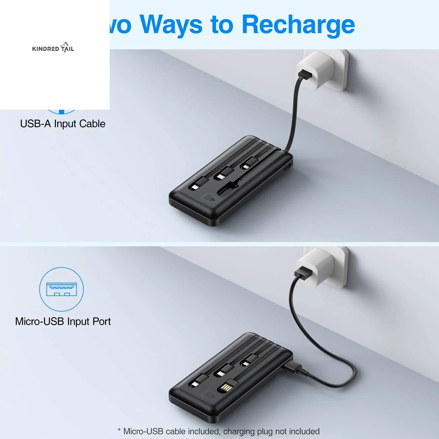 20000Mah Power Bank Portable Charger with Cables, USB Battery Pack Compatible for Iphone & Android Cell Phone