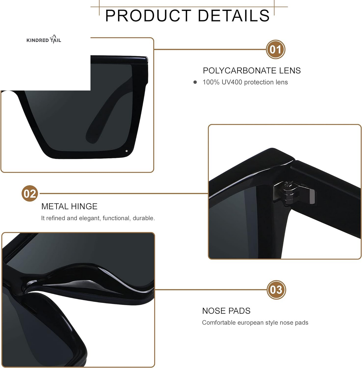 Square Oversized Sunglasses - for Women / Men Big Flat Top Fashion Shield Large UV Protection Rimless Shades