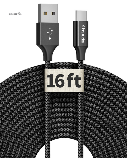 [ 16Ft/5M Extra Long USB C Cable, USB-A 2.0 to Type C Cable Fast Charger Nylon Braided Cord Compatible with Samsung Galaxy Note, LG, Moto, Google, Switch, Camera and Other USB-C Device