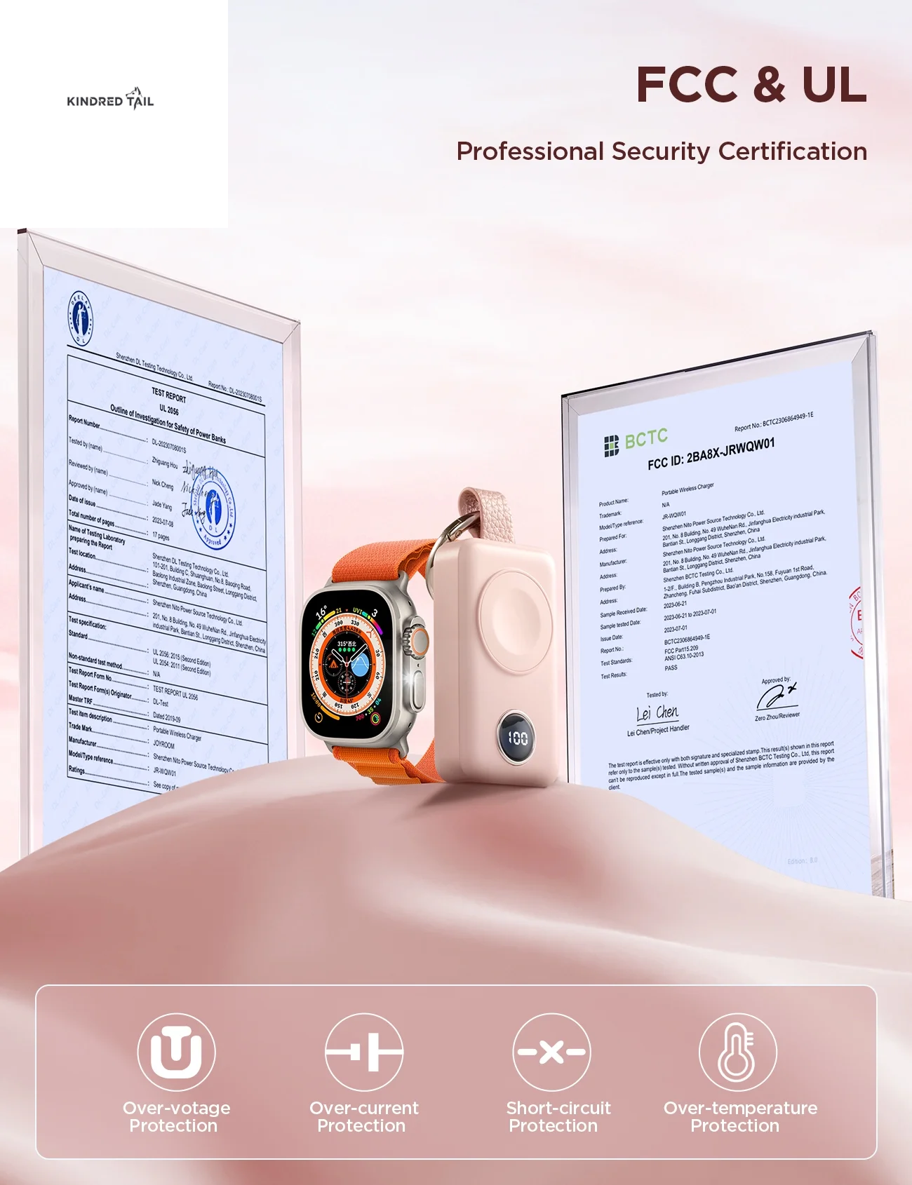 Portable Charger for Apple Watch, 2000Mah Magnetic Wireless Power Bank Fast Charger Keychain, Compatible for Iwatch Series 11/10/9/8/7/6/5/Se/4/3/2/Ultra, Pink