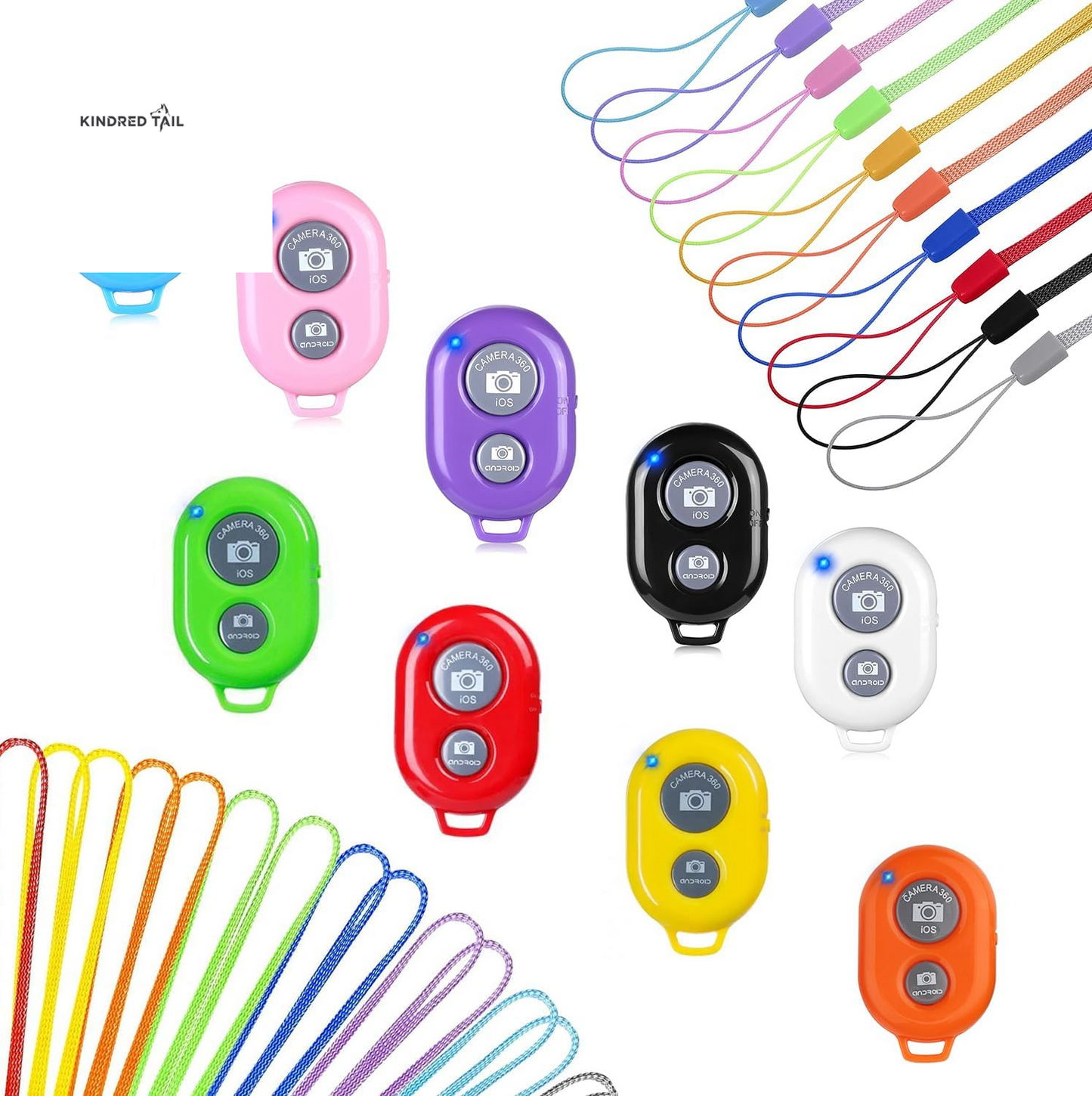 Wireless Remote Shutter for Cellphones and Tablets (3 Pack) -  Bluetooth Remote for Iphone/Android Camera Control, Selfie Clicker for Photos and Videos - Wrist Strap Included - A