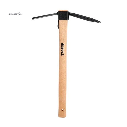 14-2/5 In. Wood Handle Digging Hoe & Cultivator Combo – Heavy Duty Garden Hoe Tool for Weeding, Soil Loosening & Planting, Durable Steel Head with Ergonomic Wooden Handle