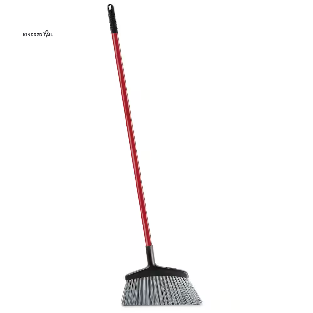 15 In. High Power Rough Surface Angle Broom – Heavy Duty Steel Handle Floor Broom for Outdoor, Garage & Patio Cleaning