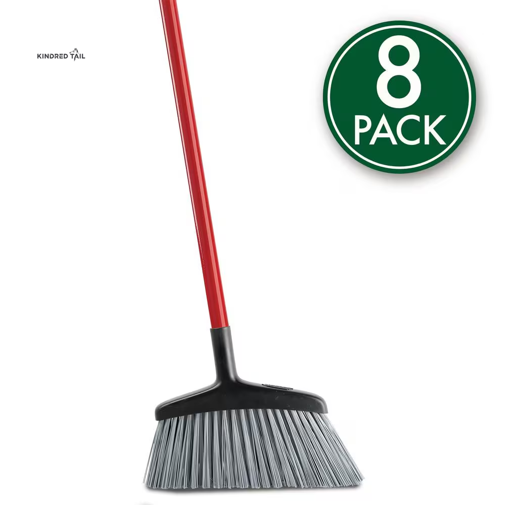 15 In. High Power Rough Surface Angle Broom – Heavy Duty Steel Handle Floor Broom for Outdoor, Garage & Patio Cleaning