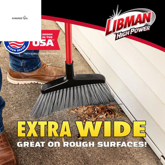 15 In. High Power Rough Surface Angle Broom – Heavy Duty Steel Handle Floor Broom for Outdoor, Garage & Patio Cleaning