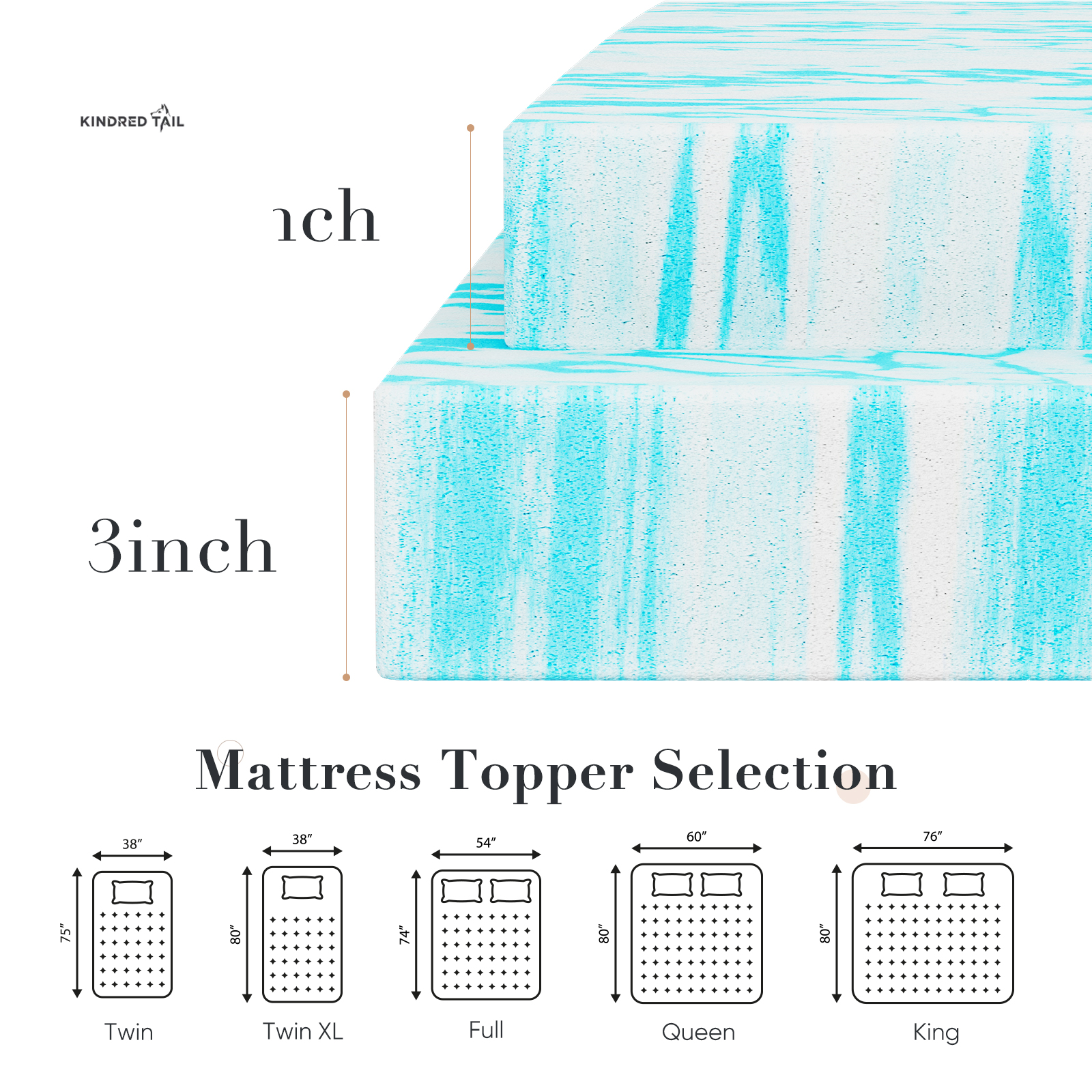 C-Memory Foam Cooling Gel Swirl Bed Topper for Back Pain Relief, Pressure-Relieving Mattress Topper with Gel Infusion, Soft & Supportive, King/Queen/Full/Twin Options