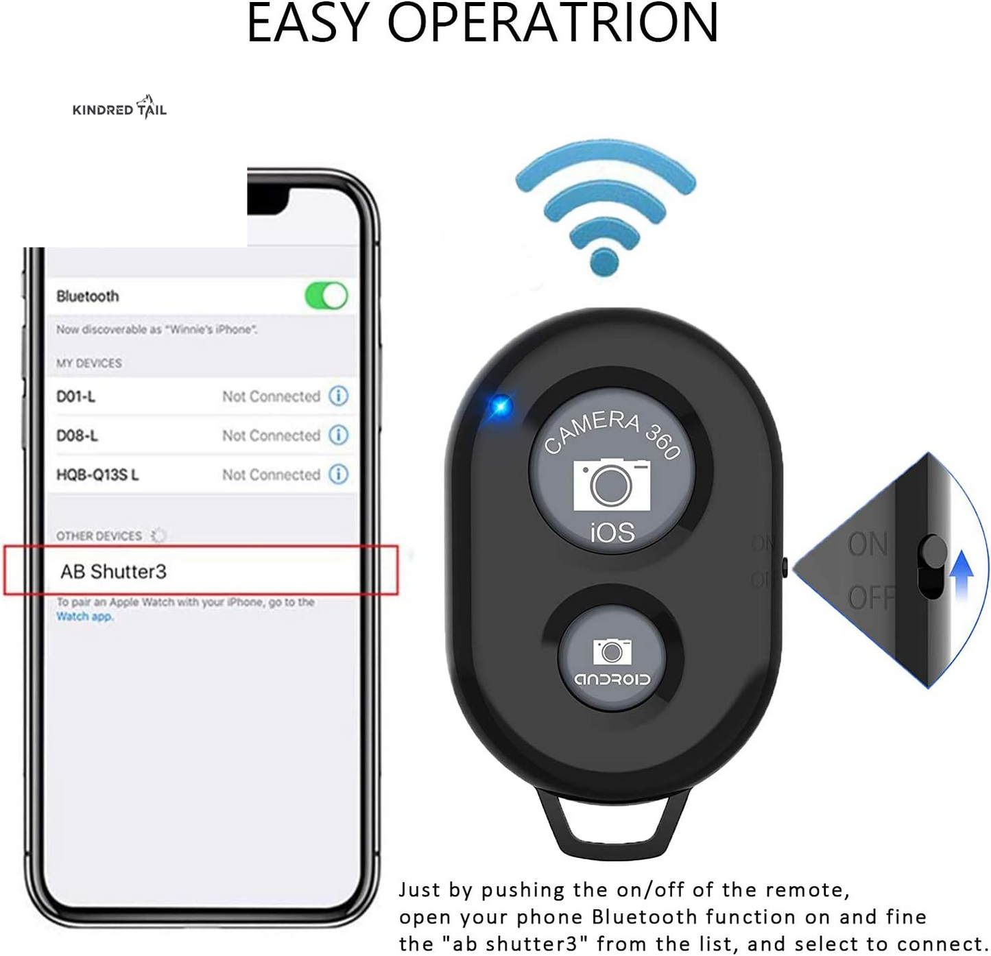 Wireless Remote Shutter for Cellphones and Tablets (3 Pack) -  Bluetooth Remote for Iphone/Android Camera Control, Selfie Clicker for Photos and Videos - Wrist Strap Included - A