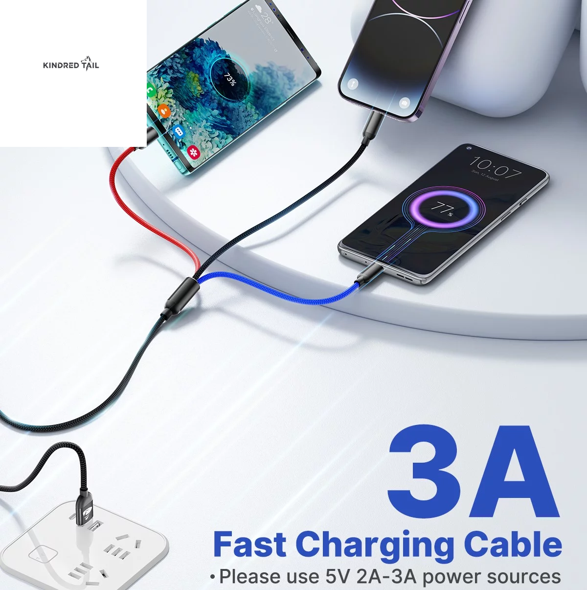 2 Pack Multi Charging Cable, 3 in 1 Multi Phone Charger Cable Fast Charging Cord with USB C, Micro USB Cable Compatible with Iphone/Ipad/Samsung/Android Phone, Black