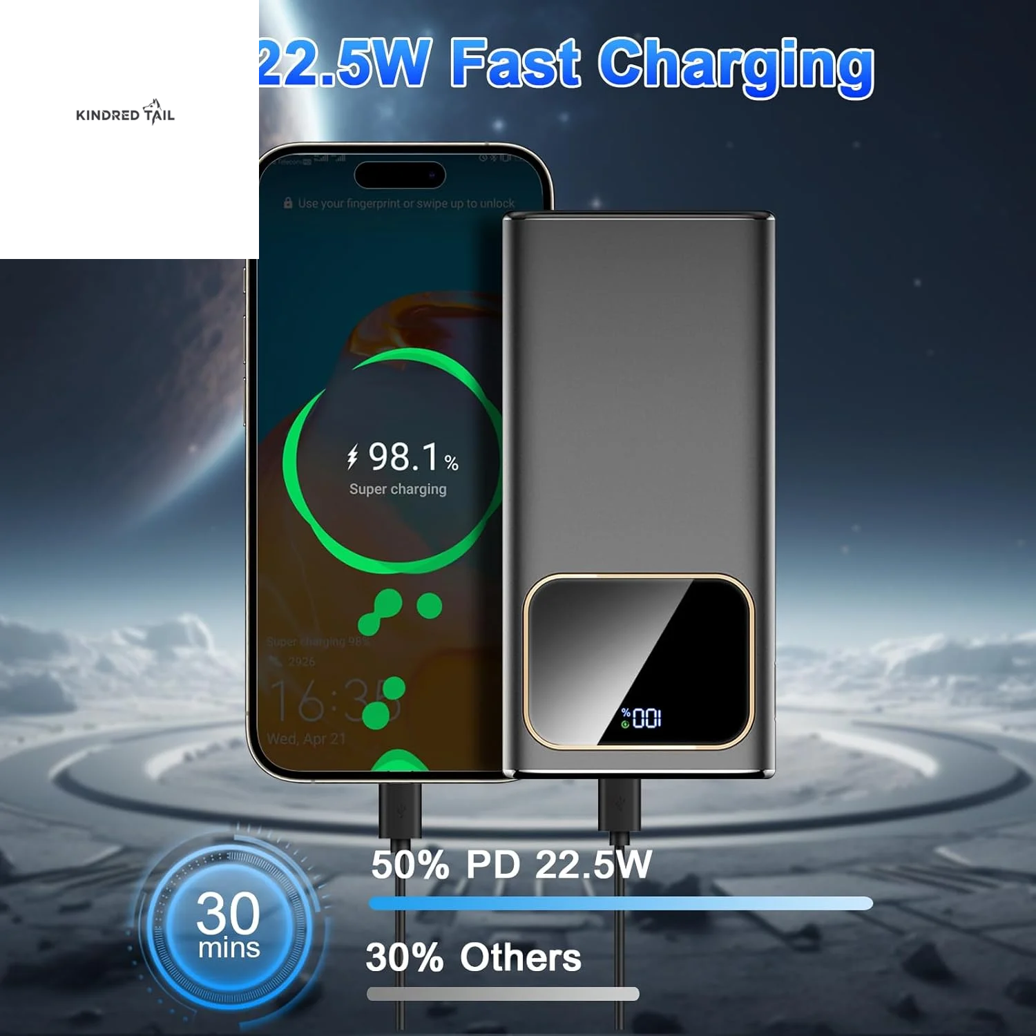 Portable Charger, 20000Mah Power Bank, 22.5W Fast Charging Battery Pack with Usb-C/Usb-A Output, Digital Display Portable Phone Charger for Iphone 17/16/15/14/13 Pro Samsung Google LG Ipad Airpods