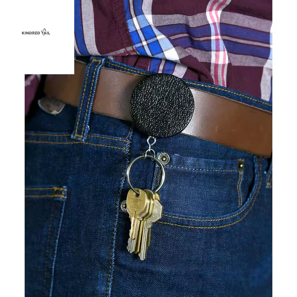 Retractable Key Chain with 24-Inch Pull Chain, Heavy-Duty Belt Clip Key Ring Holder, Silver Finish, Split Ring Design