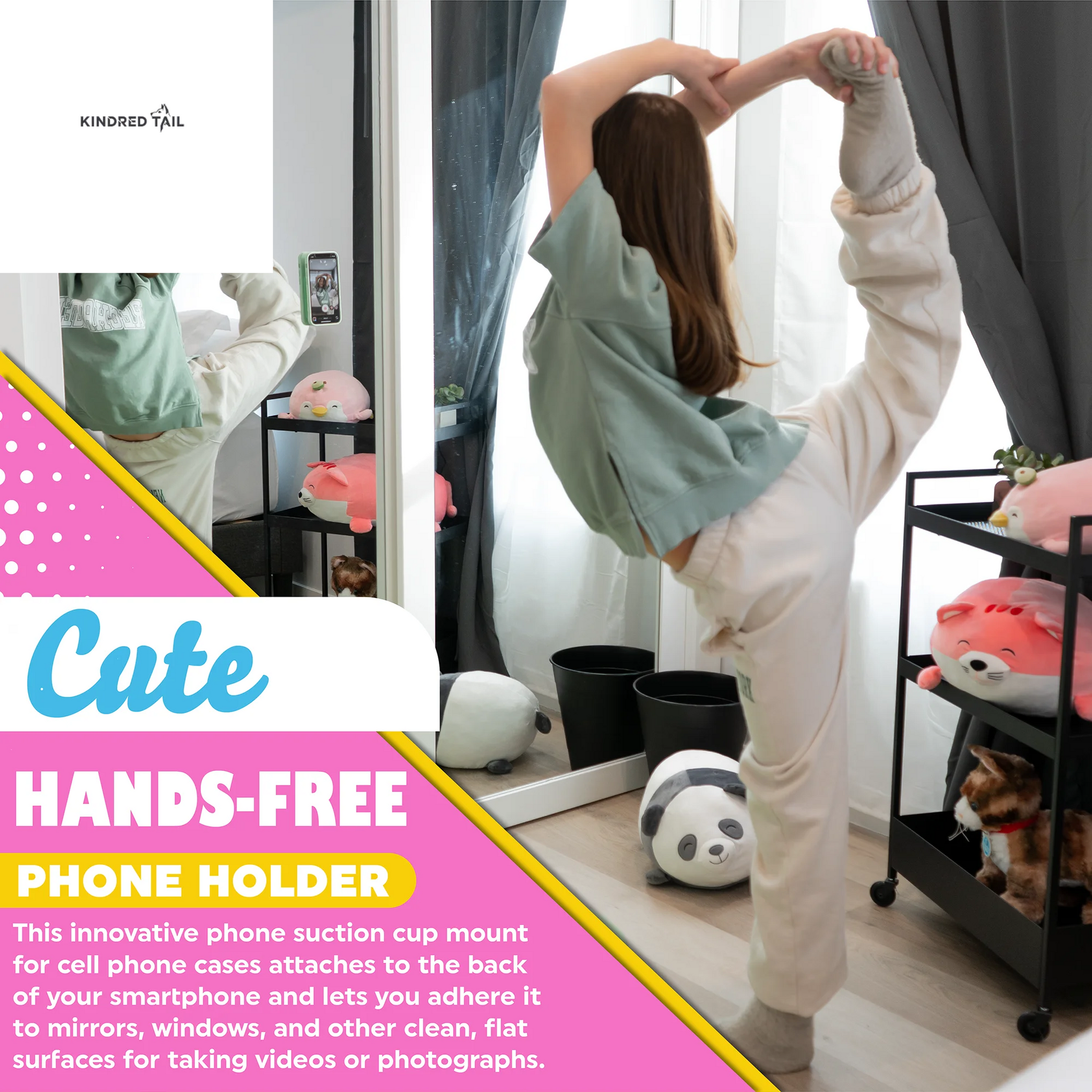 || Silicone Suction Phone Case Adhesive Mount || (Iphone and Android Cellphone Case Compatible, Hands-Free Mobile Accessory Holder for Selfies and Videos) TRANSPARENT