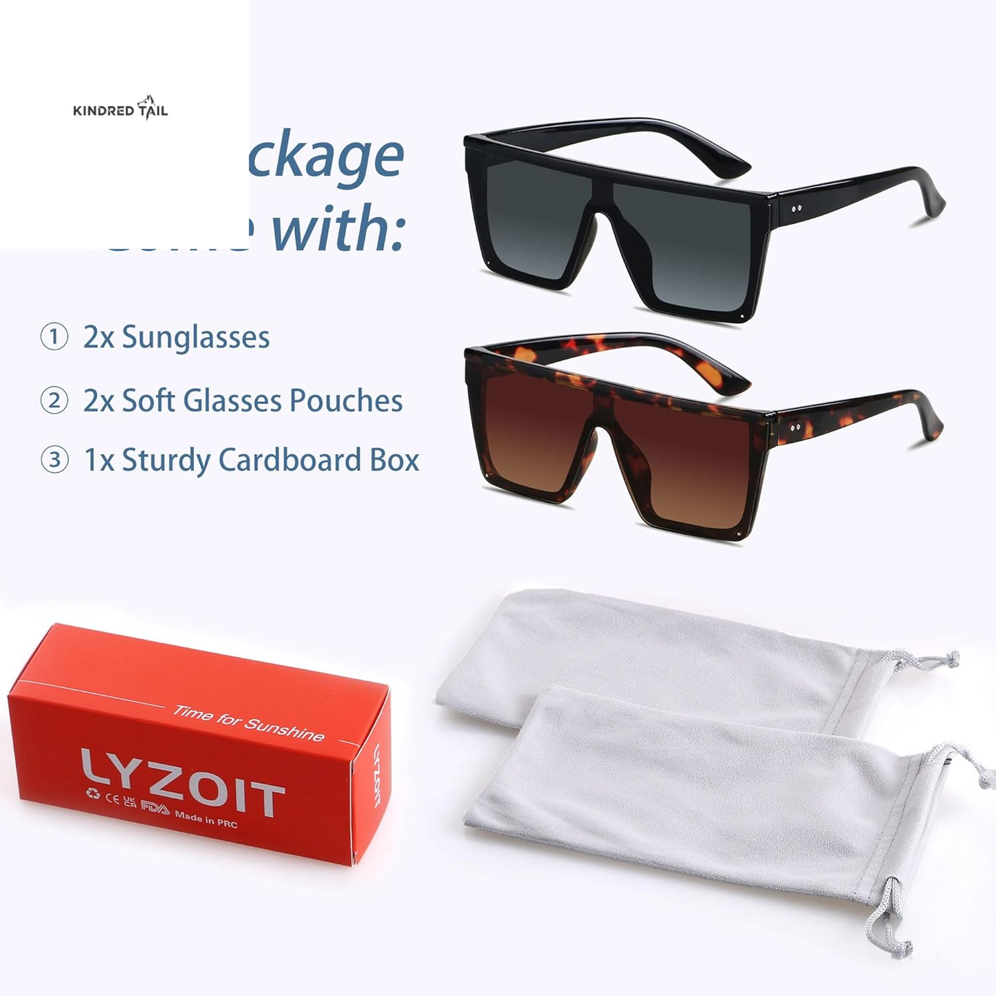 Square Oversized Sunglasses - for Women / Men Big Flat Top Fashion Shield Large UV Protection Rimless Shades