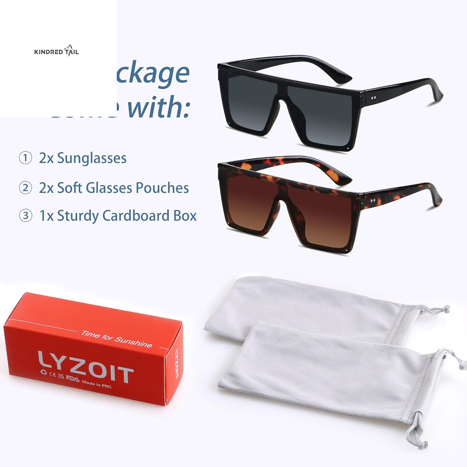 Square Oversized Sunglasses - for Women / Men Big Flat Top Fashion Shield Large UV Protection Rimless Shades