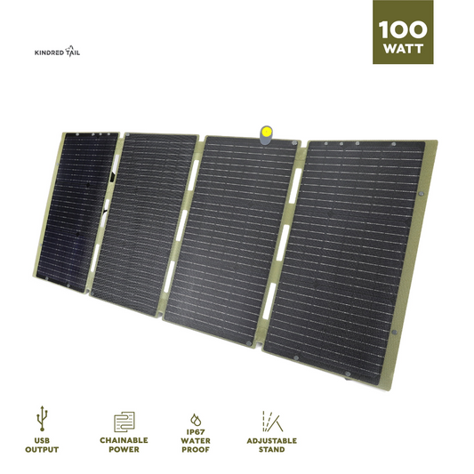 100W Foldable Solar Panel, USB-A & USB-C Portable Charger, Waterproof