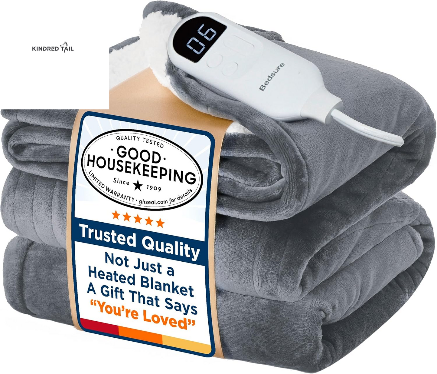 Heated Blanket Throw Blanket - Fast Heating Electric Blanket, Soft Flannel Heated Throw with 4 Time Settings, 6 Heating Settings, Warm Gifts for Grandma & Grandpa & Seniors (50"X60", Grey) - A