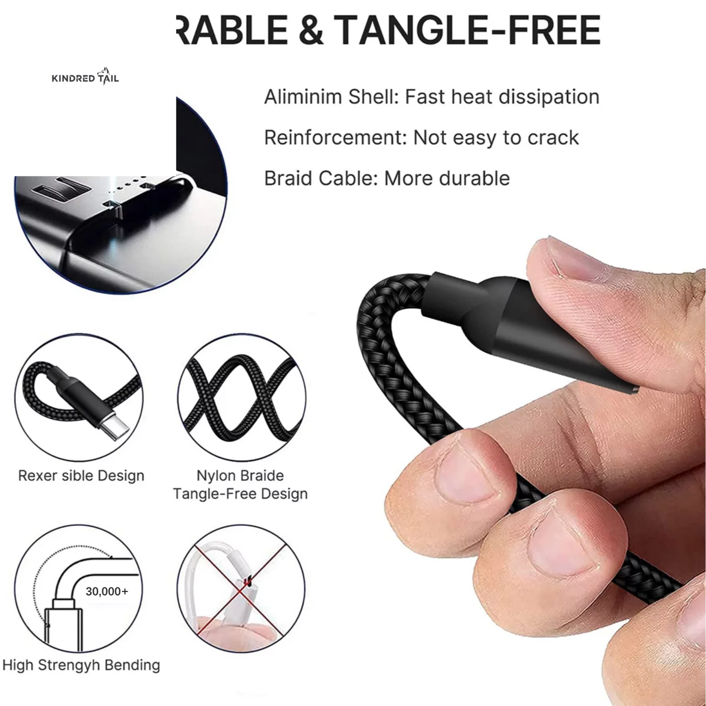 2 Pack Multi Charging Cable, 3 in 1 Multi Phone Charger Cable Fast Charging Cord with USB C, Micro USB Cable Compatible with Iphone/Ipad/Samsung/Android Phone, Black