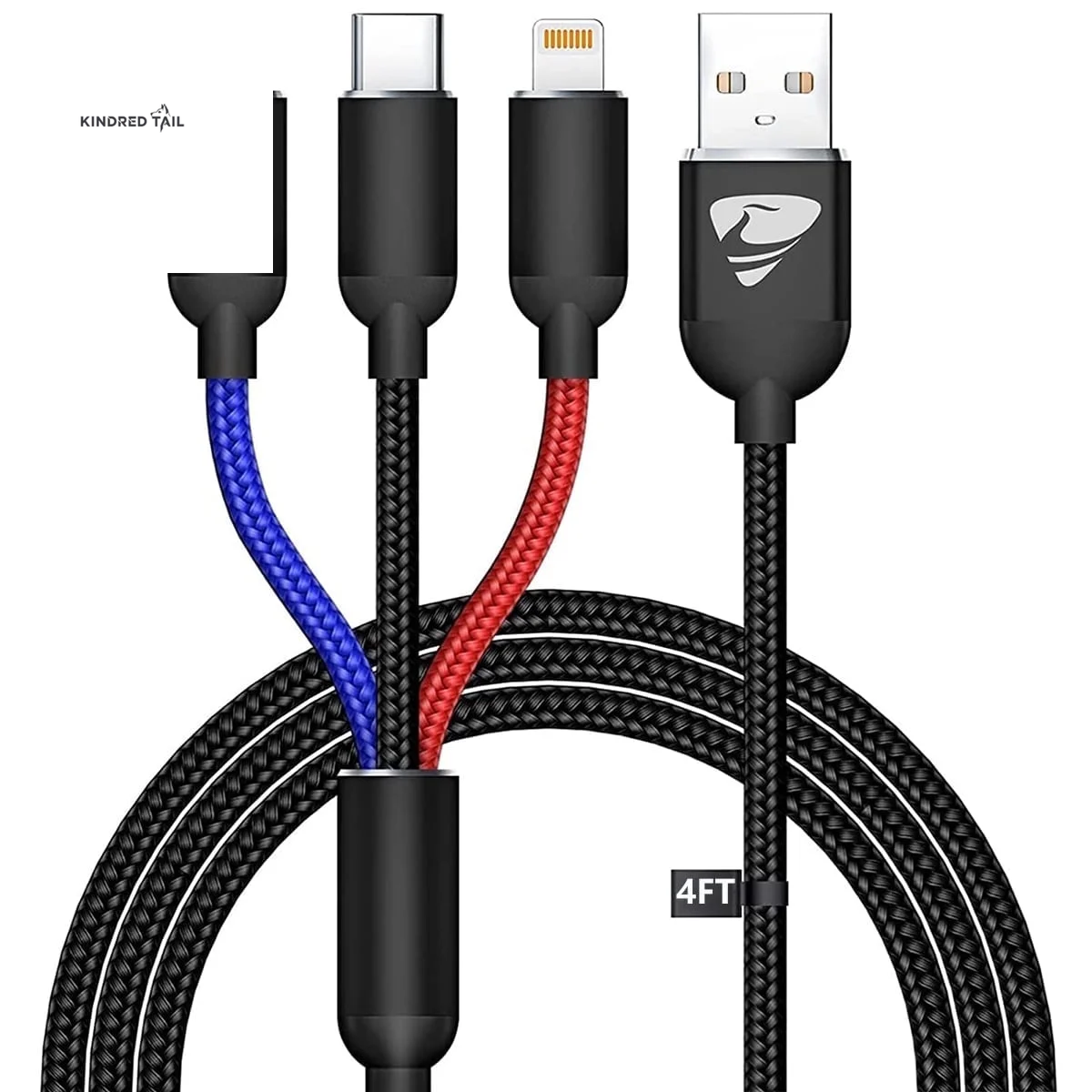 2 Pack Multi Charging Cable, 3 in 1 Multi Phone Charger Cable Fast Charging Cord with USB C, Micro USB Cable Compatible with Iphone/Ipad/Samsung/Android Phone, Black