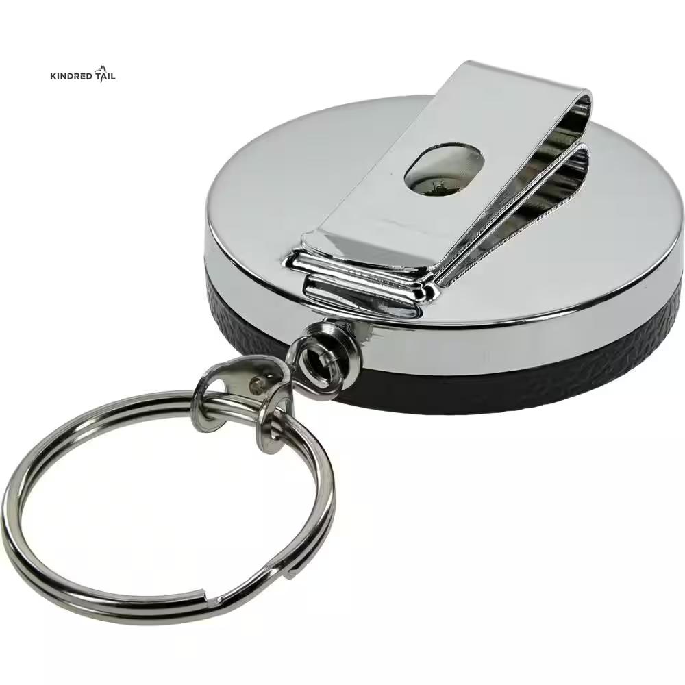 Retractable Key Chain with 24-Inch Pull Chain, Heavy-Duty Belt Clip Key Ring Holder, Silver Finish, Split Ring Design