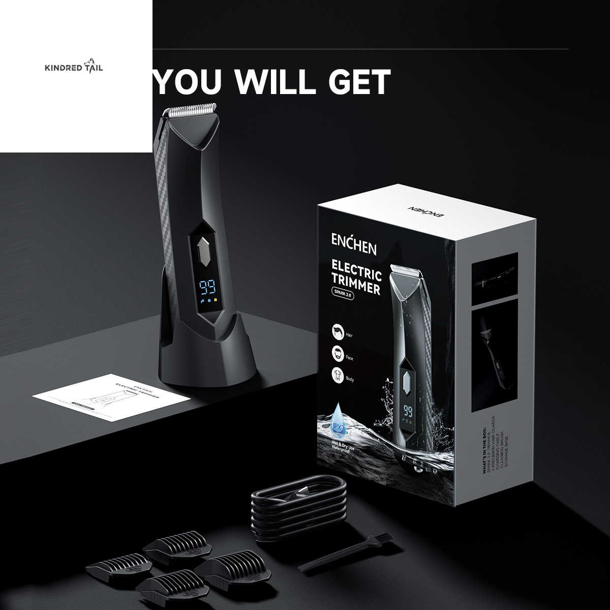 C-Spark-2 Body Hair Shear, Electric Rechargeable Trimmer for Men & Women, Cordless Grooming Kit for Body, Chest, Legs, and Sensitive Areas, Portable and Travel-Friendly