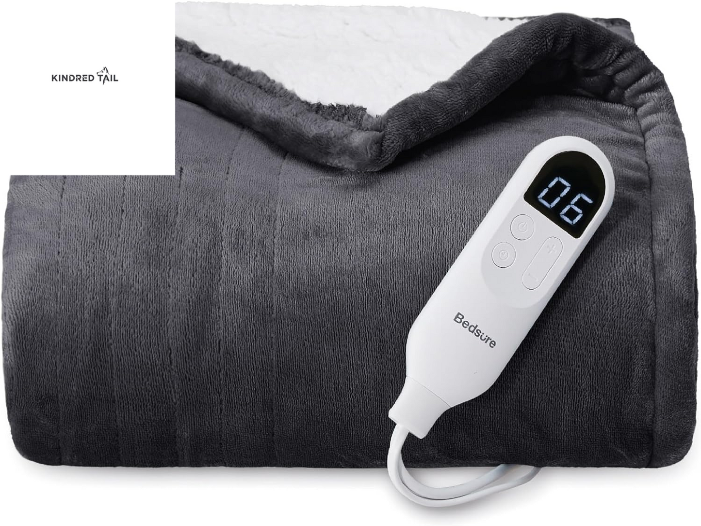 Heated Blanket Throw Blanket - Fast Heating Electric Blanket, Soft Flannel Heated Throw with 4 Time Settings, 6 Heating Settings, Warm Gifts for Grandma & Grandpa & Seniors (50"X60", Grey) - A