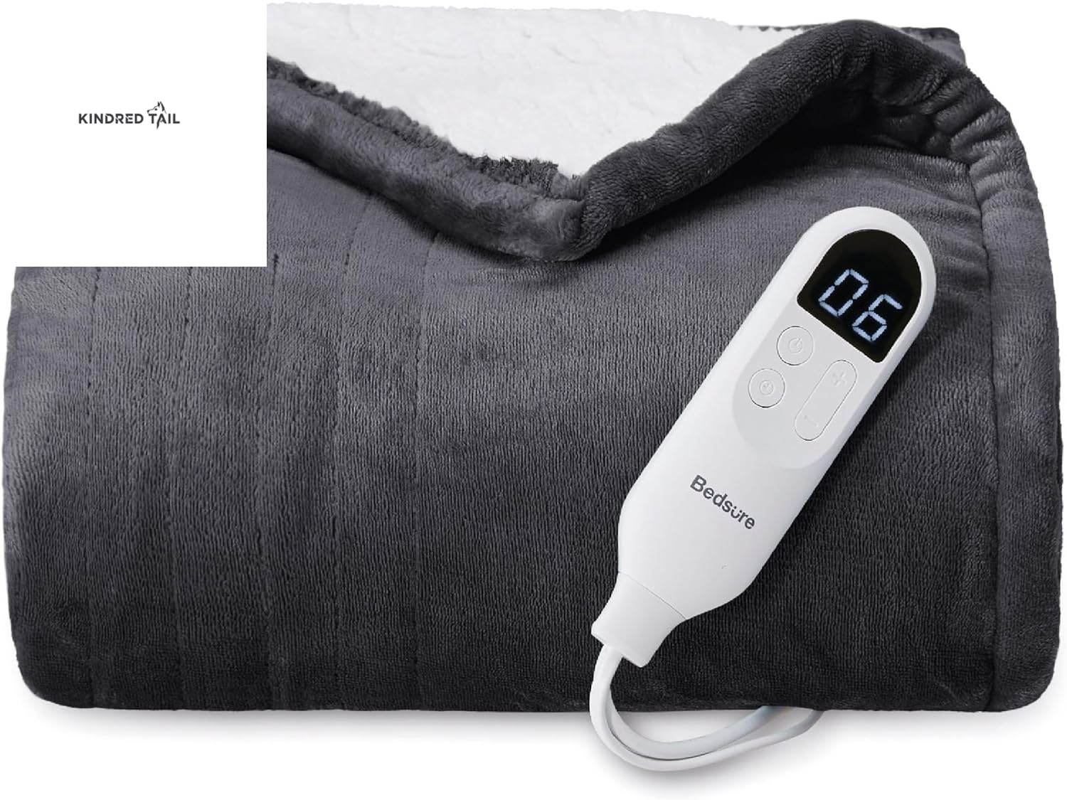 Heated Blanket Throw Blanket - Fast Heating Electric Blanket, Soft Flannel Heated Throw with 4 Time Settings, 6 Heating Settings, Warm Gifts for Grandma & Grandpa & Seniors (50"X60", Grey) - A