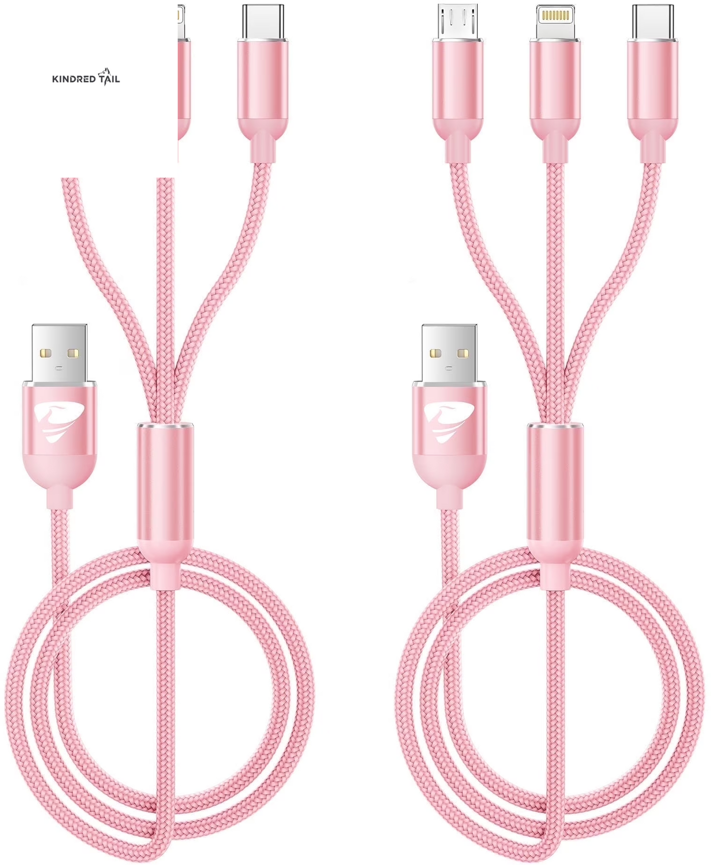 2 Pack Multi Charging Cable, 3 in 1 Multi Phone Charger Cable Fast Charging Cord with USB C, Micro USB Cable Compatible with Iphone/Ipad/Samsung/Android Phone, Black