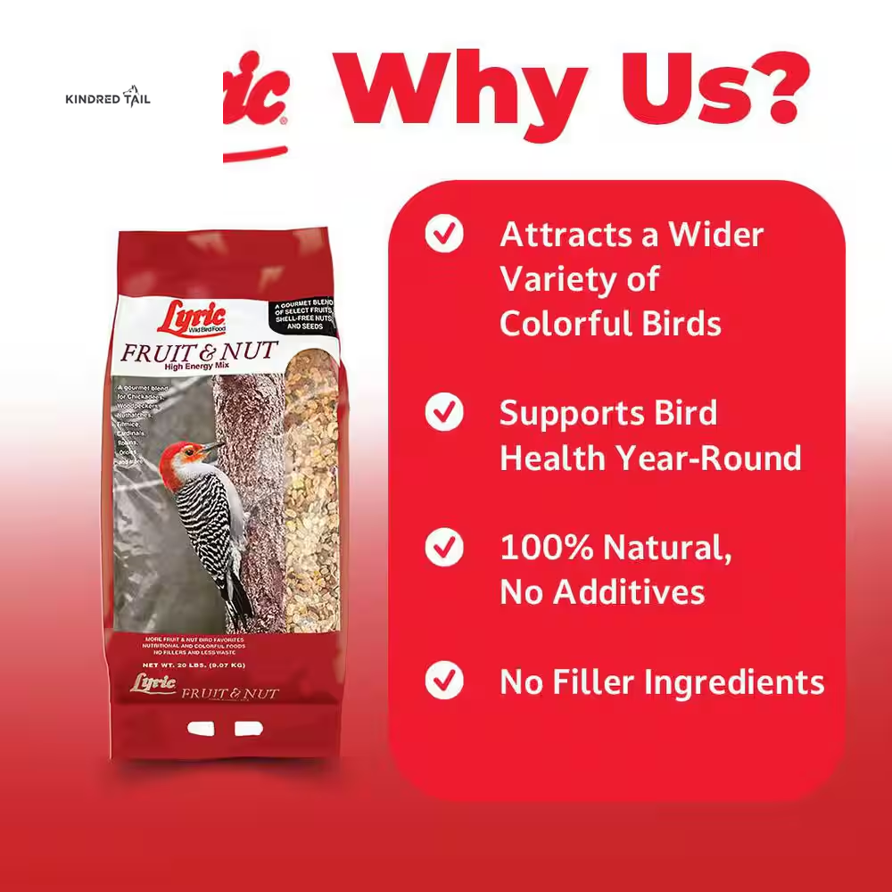 5 Lb. Fruit & Nut High Energy Wild Bird Food – Premium Bird Seed Mix for Backyard Birds, Attracts Cardinals, Blue Jays, Chickadees & More