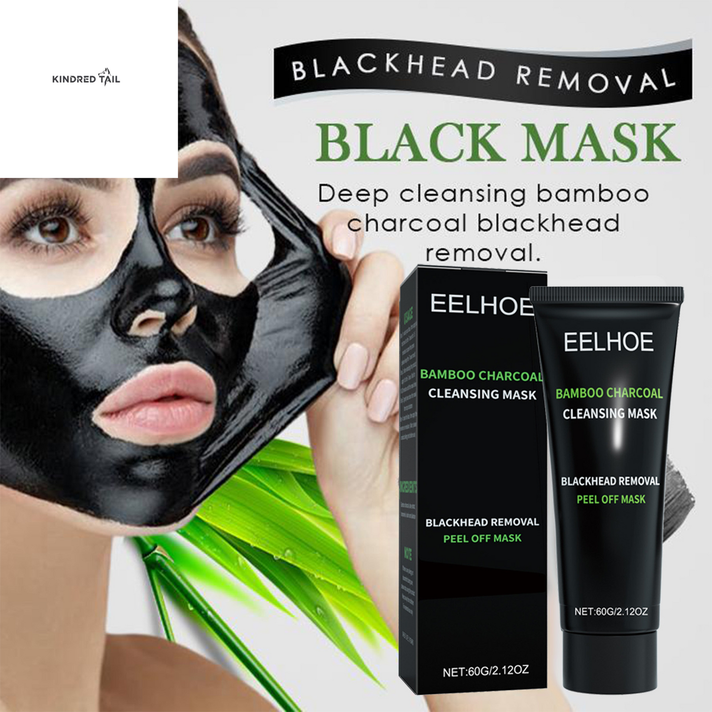 C-EELHOE Bamboo Charcoal Blackhead Removal Peel-Off Mask – Deep Pore Cleansing, T-Zone Oil Control, Anti-Blackhead Face Treatment for Smooth & Clear Skin