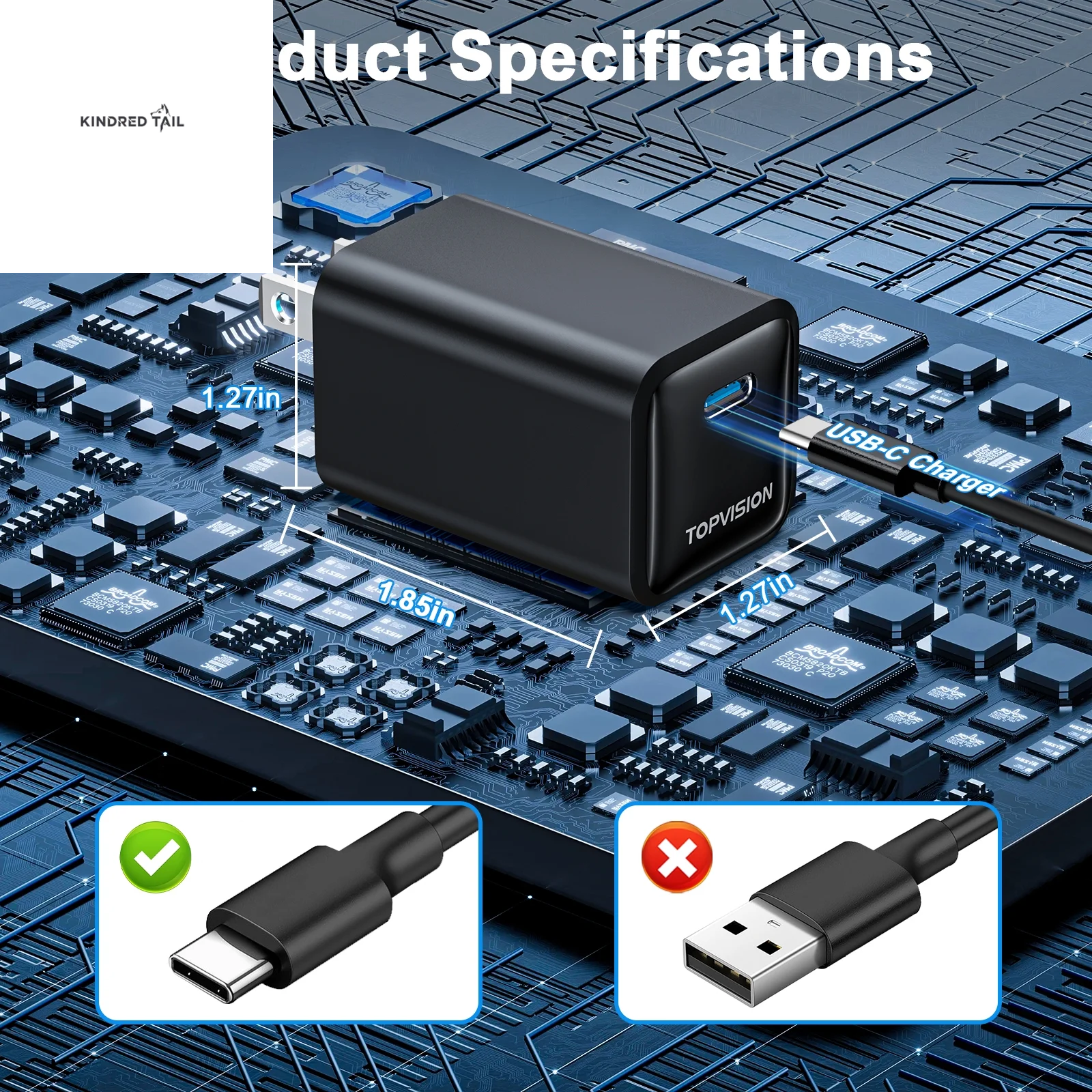 USB-C Charger Block 65W, Fast Charging Wall Charger Adapter for Apple, Android, 1 Pack