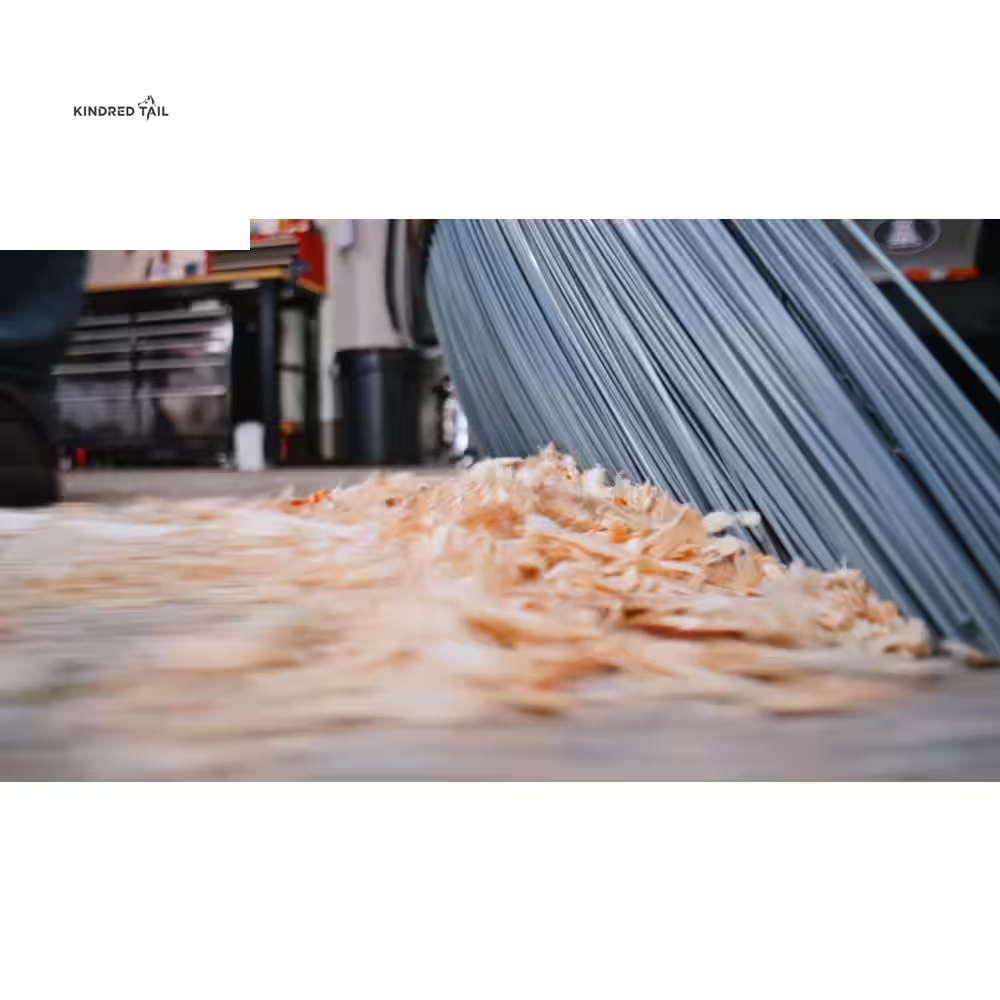 15 In. High Power Rough Surface Angle Broom – Heavy Duty Steel Handle Floor Broom for Outdoor, Garage & Patio Cleaning