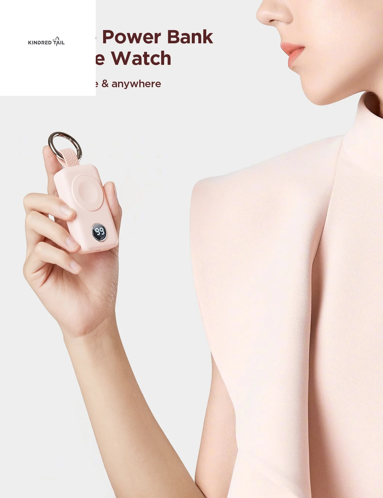 Portable Charger for Apple Watch, 2000Mah Magnetic Wireless Power Bank Fast Charger Keychain, Compatible for Iwatch Series 11/10/9/8/7/6/5/Se/4/3/2/Ultra, Pink