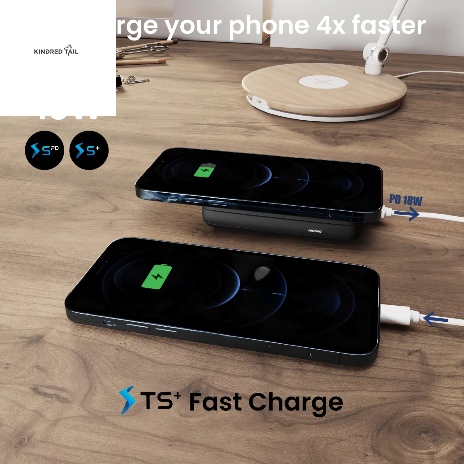 Magnetic 10000Mah Wireless Power Bank, 18W USB-C PD Portable Charger. Compatible with Iphone 14, 13, 12 Only