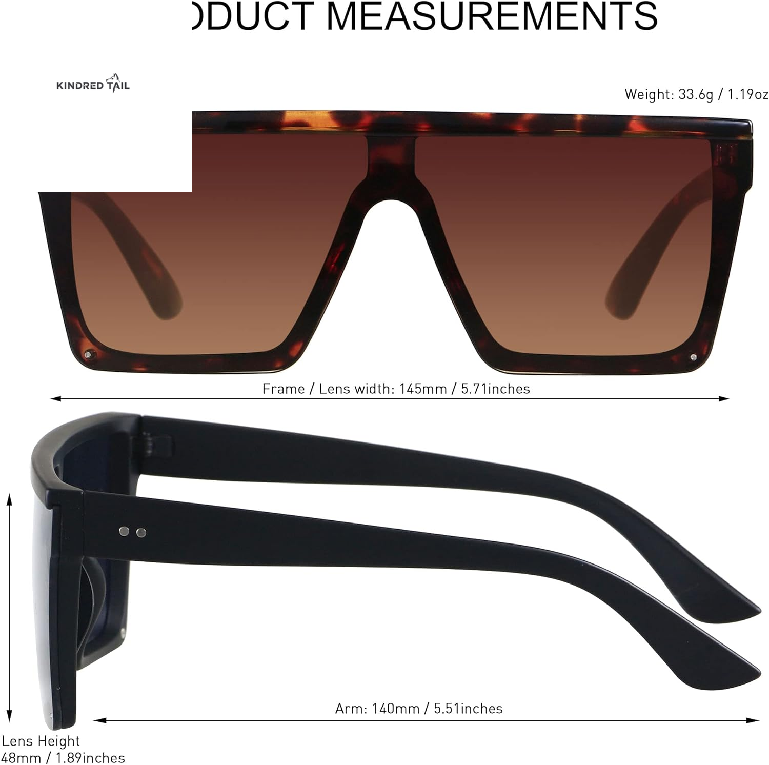 Square Oversized Sunglasses - for Women / Men Big Flat Top Fashion Shield Large UV Protection Rimless Shades