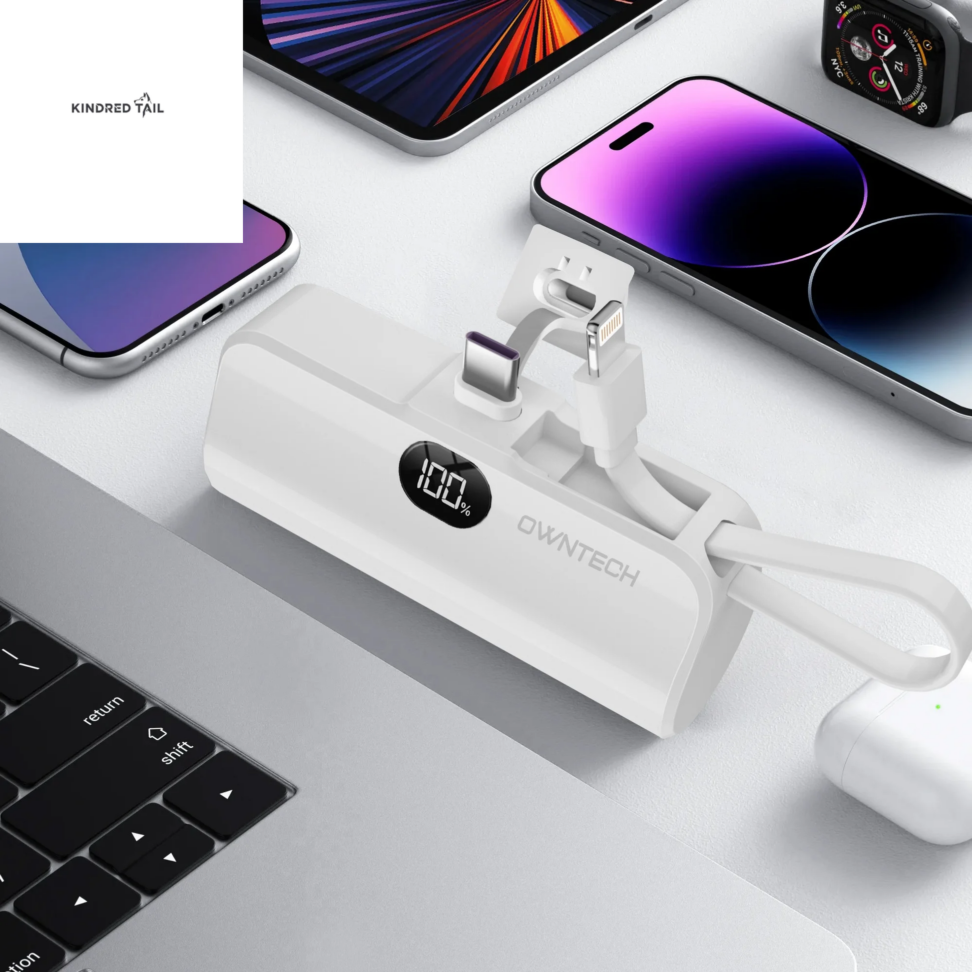 Portable Charger Small Fast Charger 5000Mah Portable Power Pack with Built-In Cables, for Iphone, Samsung
