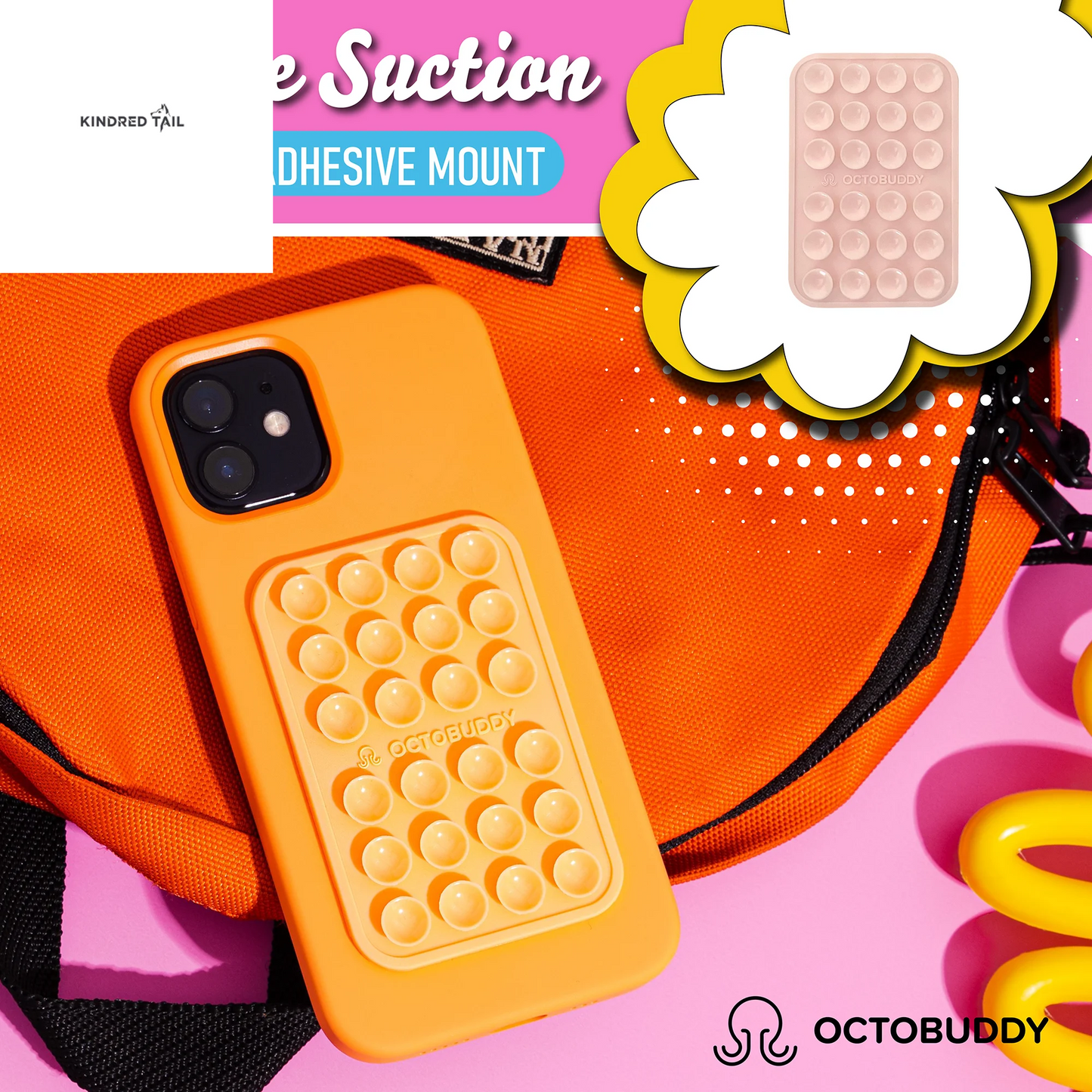 || Silicone Suction Phone Case Adhesive Mount || (Iphone and Android Cellphone Case Compatible, Hands-Free Mobile Accessory Holder for Selfies and Videos) TRANSPARENT