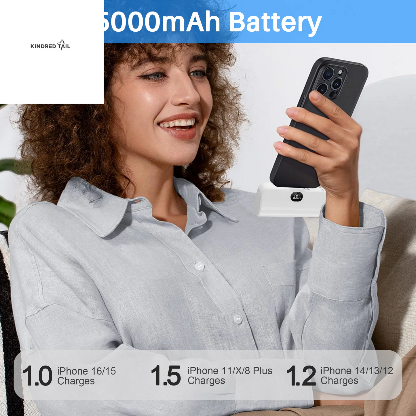 Portable Charger Small Fast Charger 5000Mah Portable Power Pack with Built-In Cables, for Iphone, Samsung