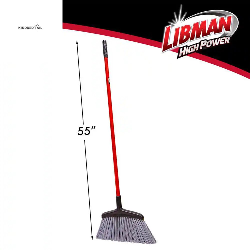 15 In. High Power Rough Surface Angle Broom – Heavy Duty Steel Handle Floor Broom for Outdoor, Garage & Patio Cleaning