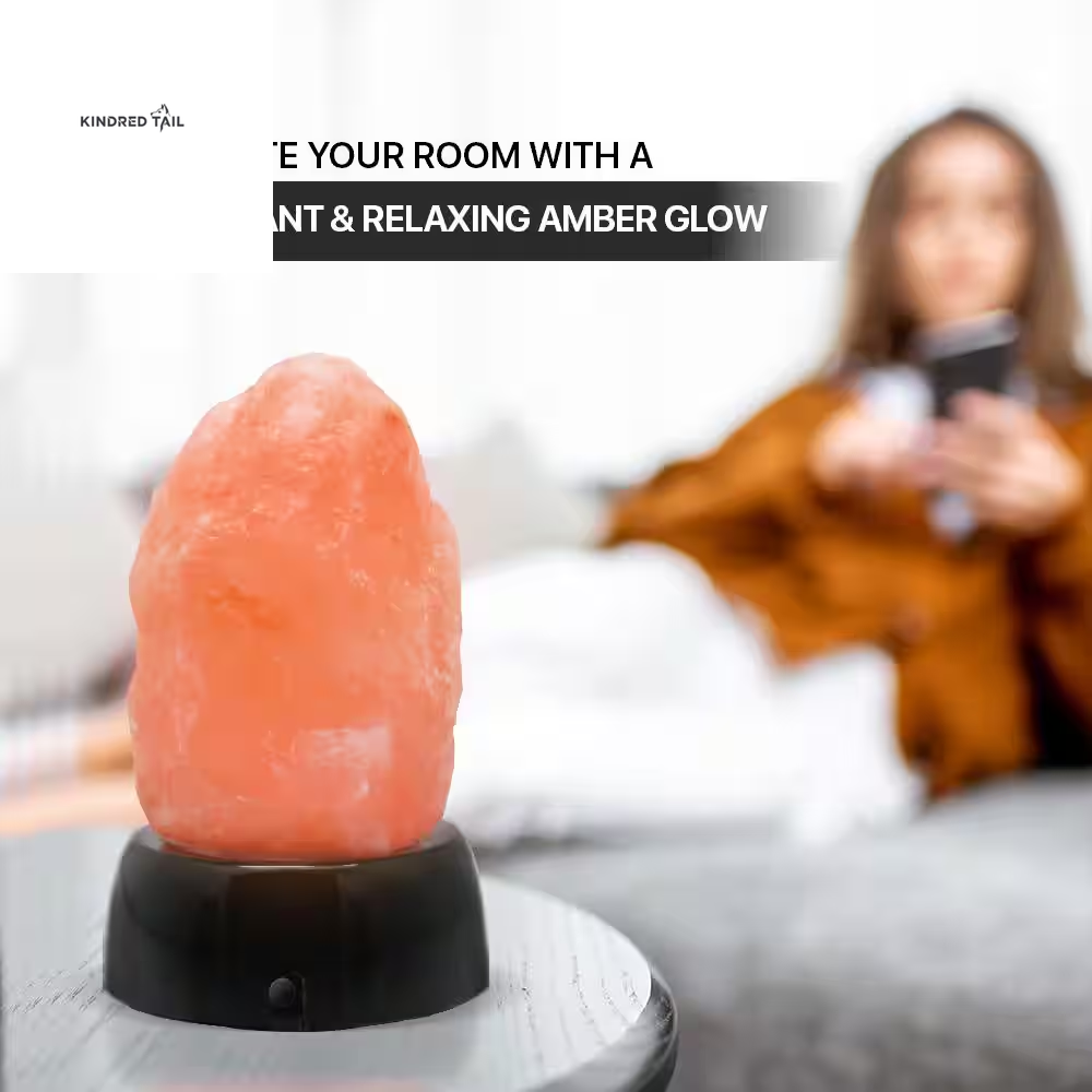H-5.5-Inch Natural Hand Carved Himalayan Pink Salt Lamp, 4–6 Lbs, Crystal Rock Night Light for Bedroom, Living Room & Office, Relaxation, Air Purifying & Decorative Home Accent