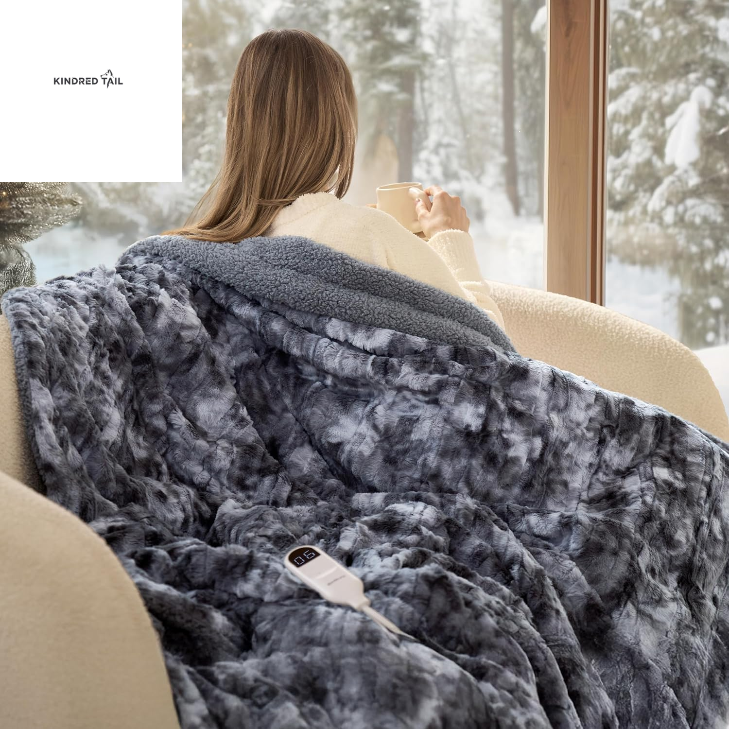 Heated Blanket Throw Blanket - Fast Heating Electric Blanket, Soft Flannel Heated Throw with 4 Time Settings, 6 Heating Settings, Warm Gifts for Grandma & Grandpa & Seniors (50"X60", Grey) - A