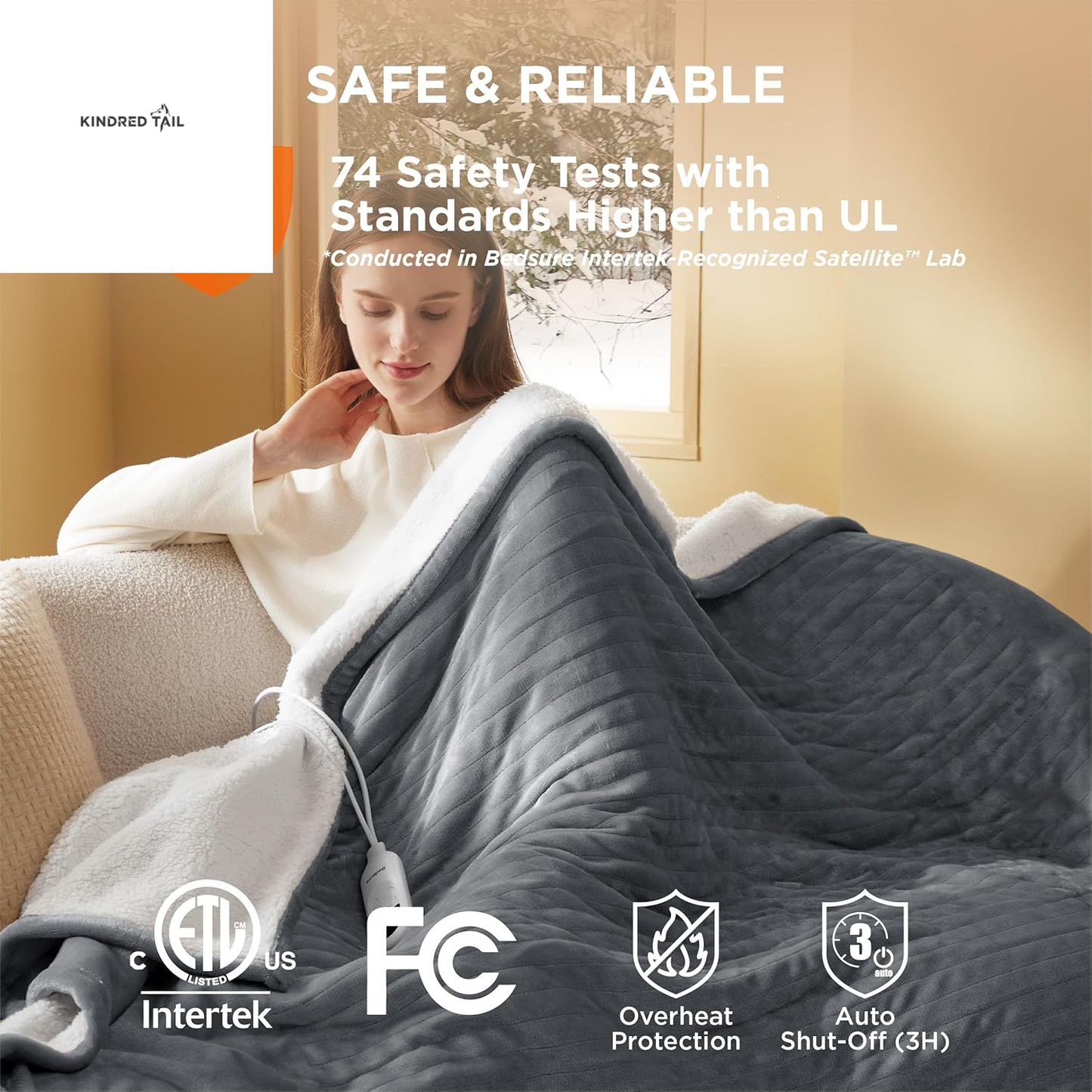 Heated Blanket Throw Blanket - Fast Heating Electric Blanket, Soft Flannel Heated Throw with 4 Time Settings, 6 Heating Settings, Warm Gifts for Grandma & Grandpa & Seniors (50"X60", Grey) - A