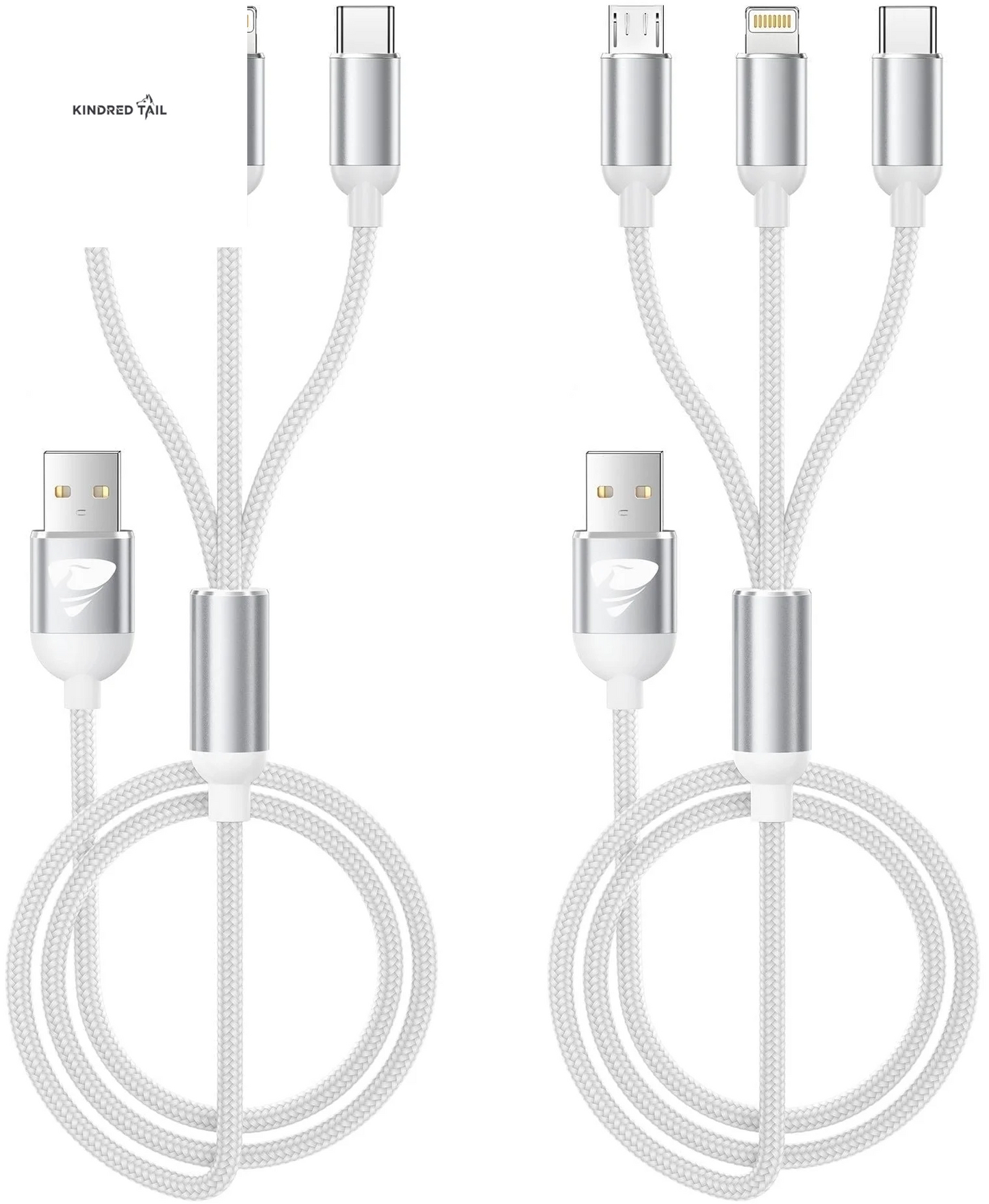 2 Pack Multi Charging Cable, 3 in 1 Multi Phone Charger Cable Fast Charging Cord with USB C, Micro USB Cable Compatible with Iphone/Ipad/Samsung/Android Phone, Black