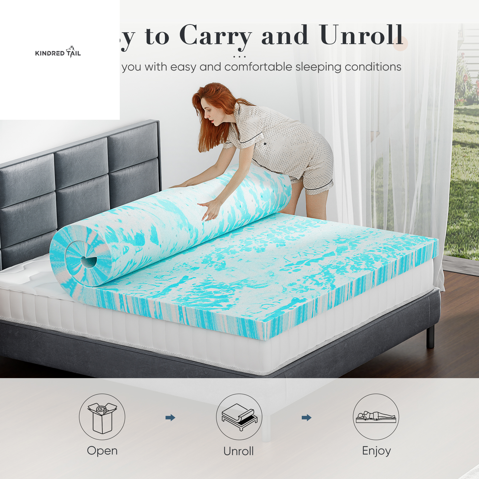 C-Memory Foam Cooling Gel Swirl Bed Topper for Back Pain Relief, Pressure-Relieving Mattress Topper with Gel Infusion, Soft & Supportive, King/Queen/Full/Twin Options