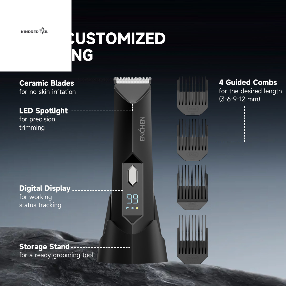 C-Spark-2 Body Hair Shear, Electric Rechargeable Trimmer for Men & Women, Cordless Grooming Kit for Body, Chest, Legs, and Sensitive Areas, Portable and Travel-Friendly