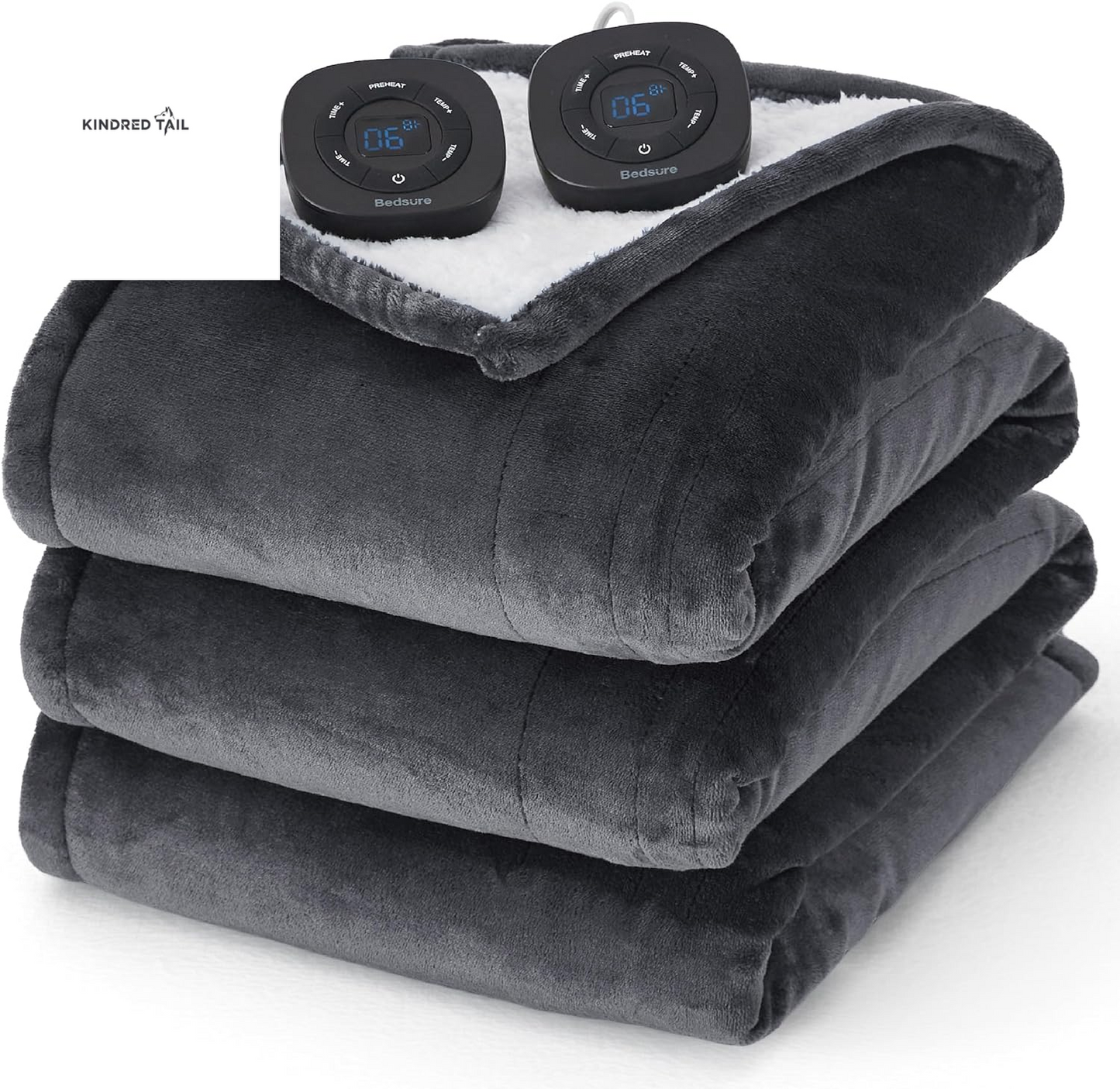 Heated Blanket Throw Blanket - Fast Heating Electric Blanket, Soft Flannel Heated Throw with 4 Time Settings, 6 Heating Settings, Warm Gifts for Grandma & Grandpa & Seniors (50"X60", Grey) - A